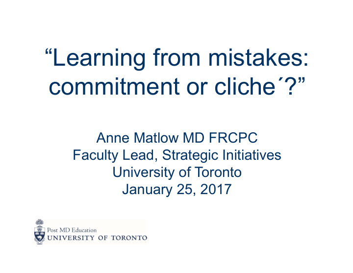 learning from mistakes commitment or cliche