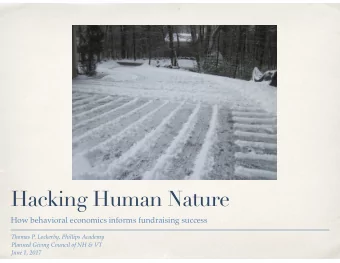 Hacking Human Nature  How behavioral economics informs fundraising success  Thomas P. Lockerby,
