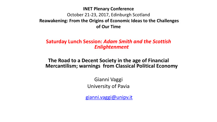 saturday lunch session adam smith and the scottish