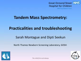 Tandem Mass Spectrometry: Practicalities and troubleshooting  Sarah Montague and Dipti Seekun