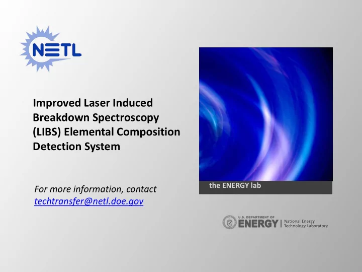 improved laser induced breakdown spectroscopy libs