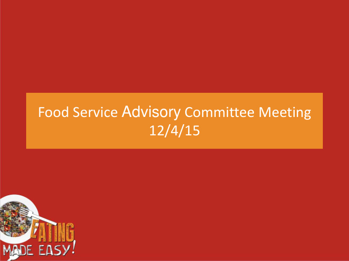 food service advisory committee meeting