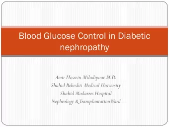 Blood Glucose Control in Diabetic  nephropathy  Amir Hossein Miladipour M.D.  Shahid Beheshti