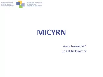 MICYRN  Anne Junker, MD  Scientific Director  Canada Fast Facts  10 M sq km  34.5 M people