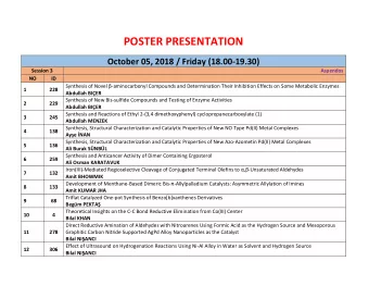 POSTER PRESENTATION October 05, 2018 / Friday (18.00-19.30)  Session 3  Aspendos  NO  ID Synthesis