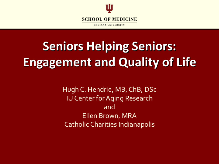 seniors helping seniors engagement and quality of life