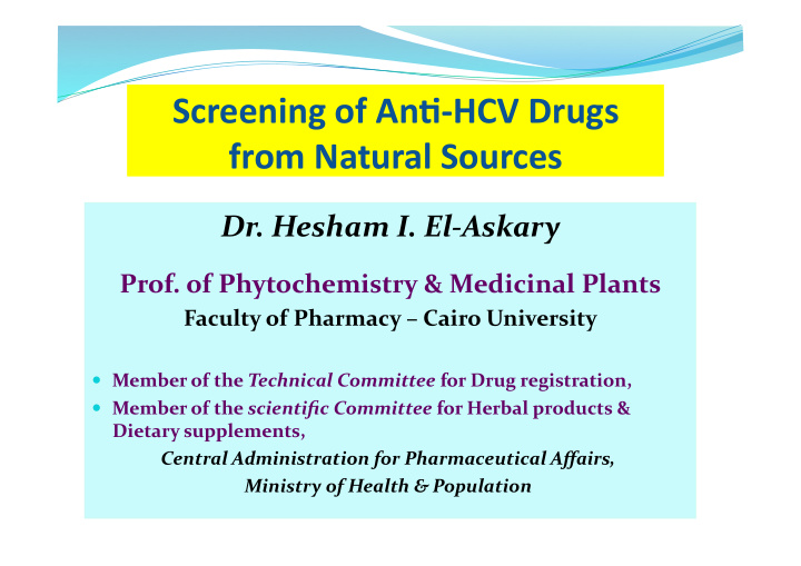 screening of an hcv drugs from natural sources