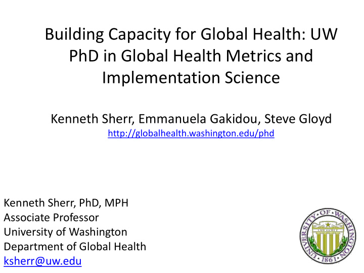 phd in global health metrics and