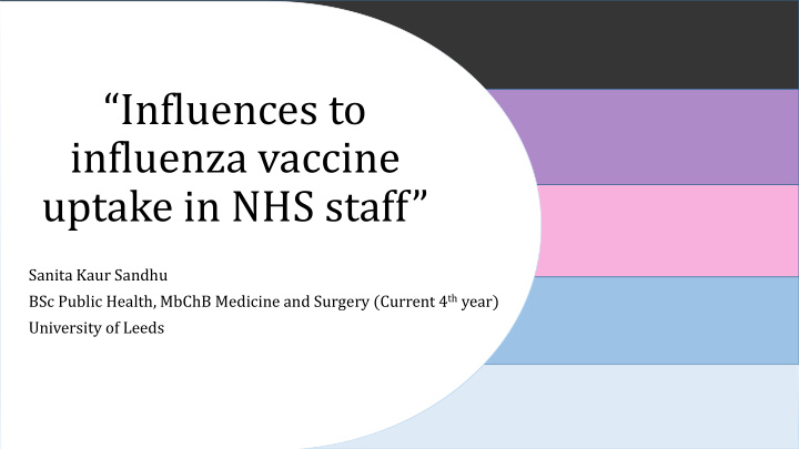 influences to influenza vaccine uptake in nhs staff
