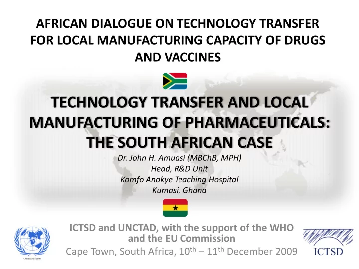 technology transfer and local manufacturing of