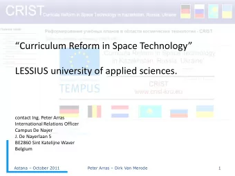 Curriculum Reform in Space Technology   LESSIUS university of applied sciences.  contact Ing.