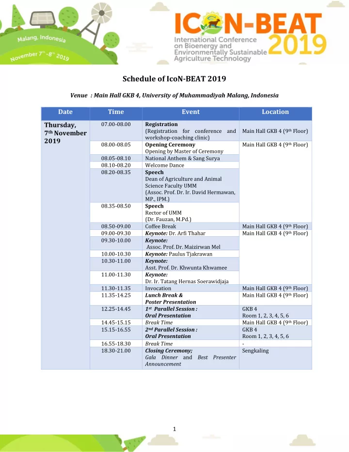 schedule of icon beat 2019