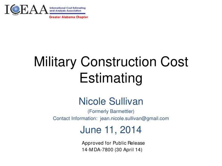 military construction cost estimating
