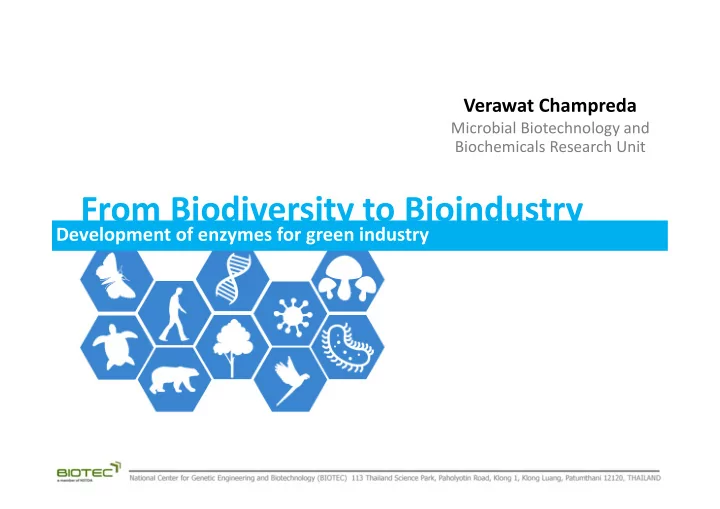 from biodiversity to bioindustry