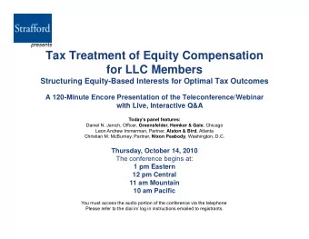 Tax Treatment of Equity Compensation  for LLC Members  Structuring Equity-Based Interests for