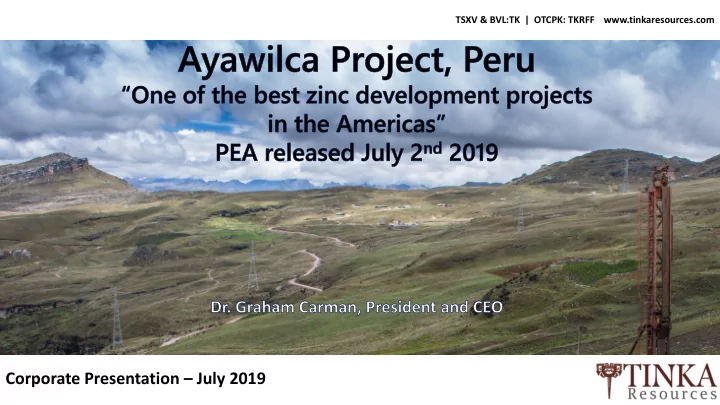 corporate presentation july 2019 disclaimer