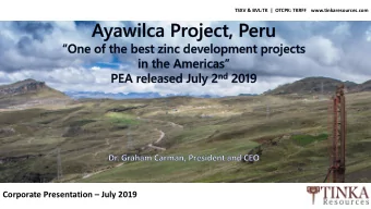 Corporate Presentation  July 2019  Disclaimer  This presentation is not directed to, or intended