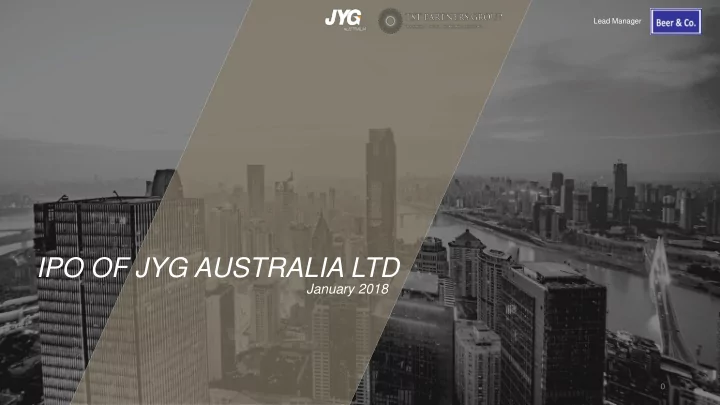 ipo of jyg australia ltd