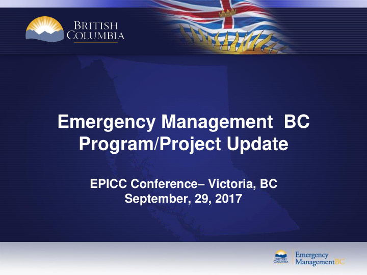 emergency management bc program project update