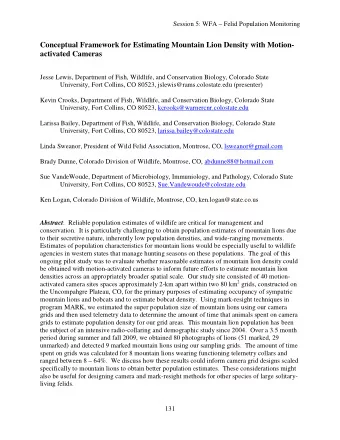 Conceptual Framework for Estimating Mountain Lion Density with Motion-  activated Cameras  Jesse