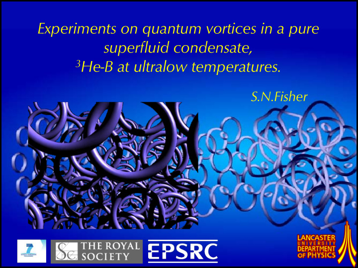 experiments on quantum vortices in a pure superfluid