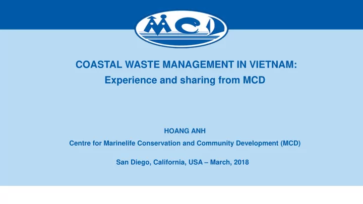 experience and sharing from mcd