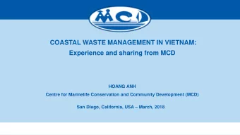 Experience and sharing from MCD  HOANG ANH  Centre for Marinelife Conservation and Community