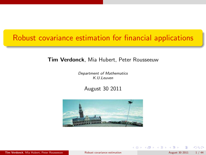 robust covariance estimation for financial applications