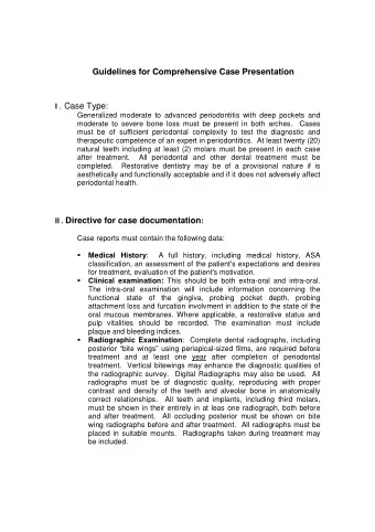 II . Directive for case documentation :  Case reports must contain the following data:  Medical