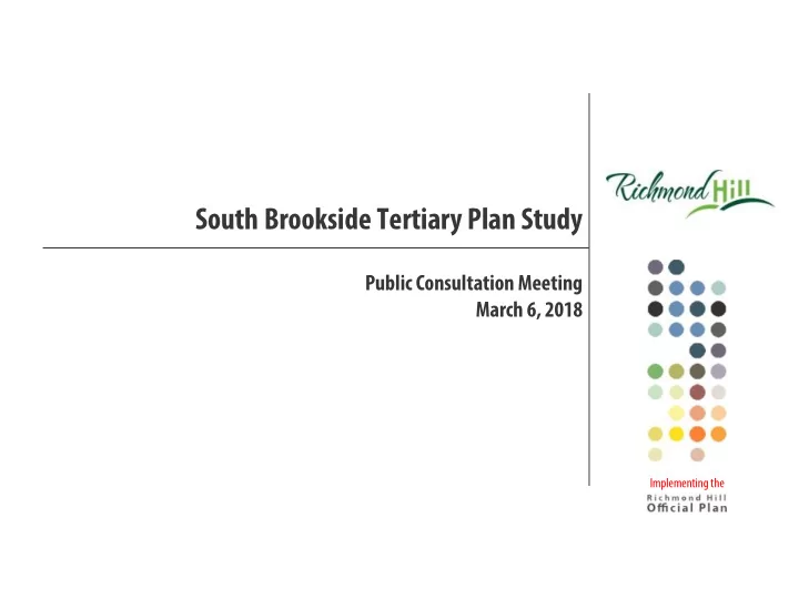 south brookside tertiary plan study