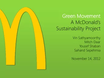 A McDonalds  Sustainability Project  Vin Sathyamoorthy  Mitch Daar  Yousef Shaban  Sahand