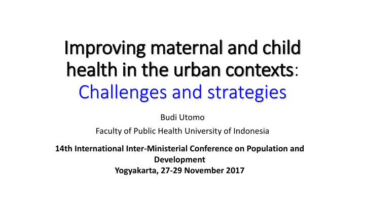 health in in the urban context xts