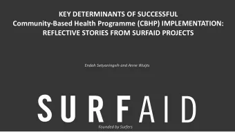 KEY DETERMINANTS OF SUCCESSFUL  Community-Based Health Programme (CBHP) IMPLEMENTATION:  REFLECTIVE