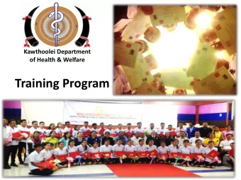 Training Program  Human  Human Resou  esource  ce for  or Health  Health (EHOs  (EHOs)  ) Car
