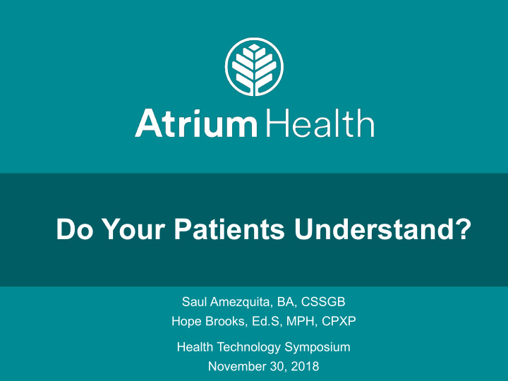 do your patients understand