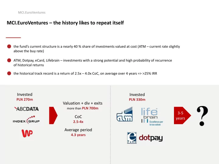 mci euroventures the history likes to repeat itself