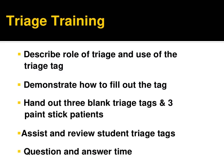 triage training
