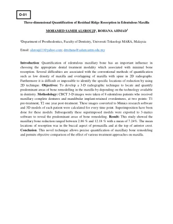 Three-dimensional Quantification of Residual Ridge Resorption in Edentulous Maxilla MOHAMED SAMIH