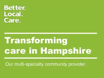 care in Hampshire  Our multi-specialty community provider  Overview   NHS Five Year Forward View