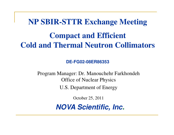 np sbir sttr exchange meeting g g compact and efficient