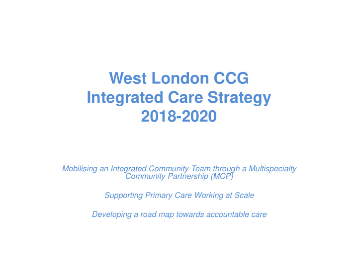 west london ccg