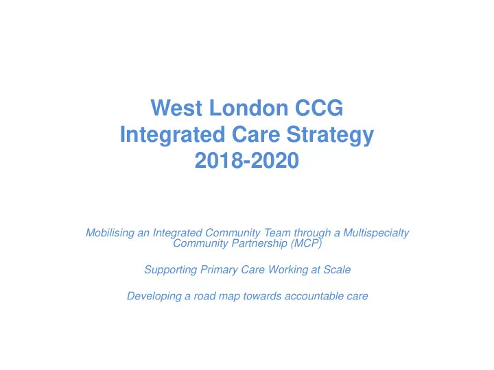 west london ccg