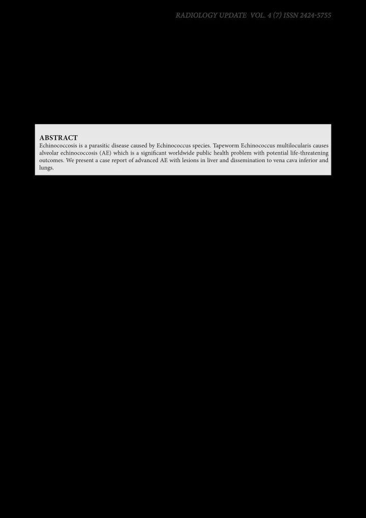 alveolar echinococcosis clinical case pres entation