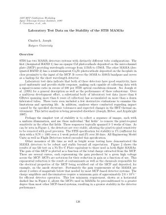 Laboratory Test Data on the Stability of the STIS MAMAs  Charles L. Joseph  Rutgers University