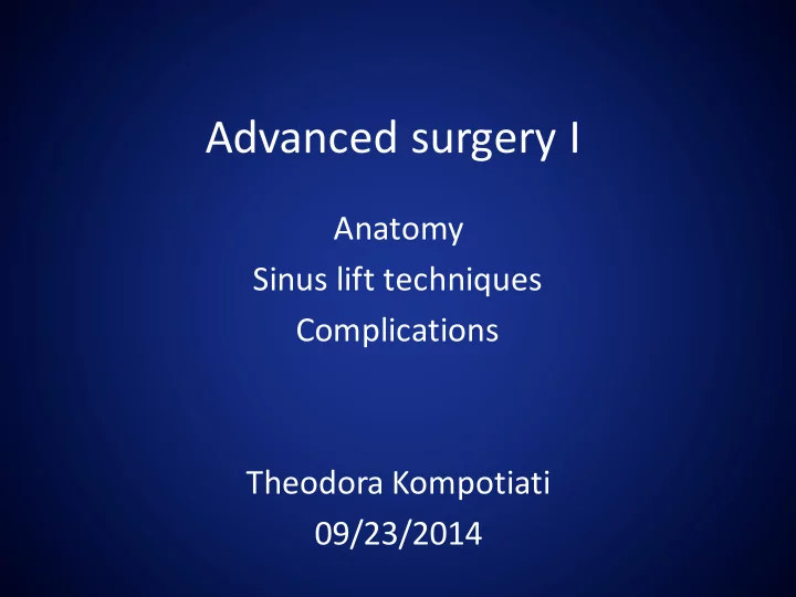 advanced surgery i