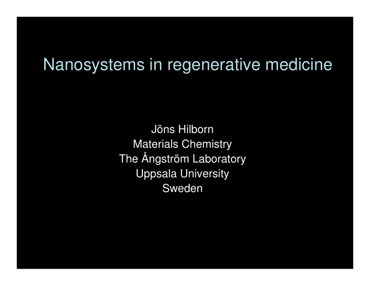 nanosystems in regenerative medicine