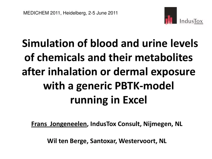 simulation of blood and urine levels