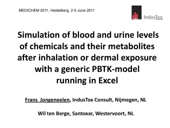 Simulation of blood and urine levels  of chemicals and their metabolites  after inhalation or