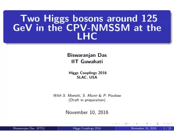 Two Higgs bosons around 125  GeV in the CPV-NMSSM at the  LHC  Biswaranjan Das  IIT Guwahati  Higgs