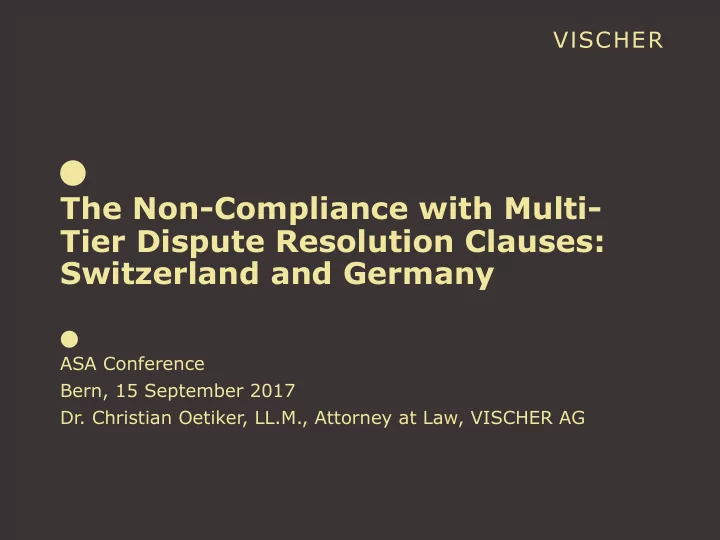 the non compliance with multi tier dispute resolution